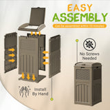 Vineego All-Weather use Trashbin with Lid, Patio Resin Hideaway Trash Can with Waterproof for Backyard