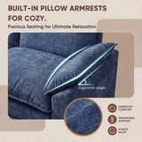 Devoko 119" 3-Seat Modular Sectional Sofa, L-Shaped Cloud Couch with Movable Ottoman for Living Room, Upholstered Sofa
