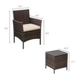 Vineego Patio Conversation Set Outdoor Furniture Set PE Rattan Set of 3