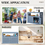 Devoko Sideboard Cabinet Weatherproof Acacia Wood Cabinet with Double Door Used for indoor Outdoor Storage, Kitchen, Buffet Cabinet,Gray