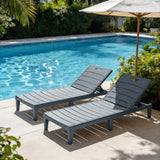 Vineego Set of 2 Patio Outdoor Chaise Lounge Chair Recliner with Adjustable Backrest, Light Taupe