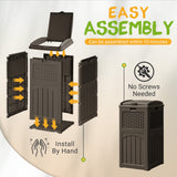 Vineego All-Weather use Trashbin with Lid, Patio Resin Hideaway Trash Can with Waterproof for Backyard