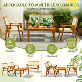 Devoko Outdoor Patio Conversation Sets, 4PCS Hand-Woven Rope Acacia Wood  Furniture Sets for Balcony, Backyard, Garden, Poolside, Beige