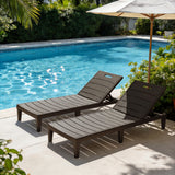 Vineego Set of 2 Patio Outdoor Chaise Lounge Chair Recliner with Adjustable Backrest, Light Taupe