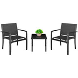Vineego 3 Pieces Patio Furniture Set Textilene Bistro Set Outdoor Conversation Set Modern Porch Furniture Lawn Chairs with Coffee Table, Black