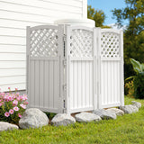 Vineego Fence Privacy Screen,4 Panels Outdoor Screen Enclosure for Patio & Yard, Resin Fence Panels Ideal for Hiding Air Conditioner and Trash Can