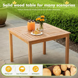 Devoko 5 PCS Acacia Wood Patio Furniture Set Square table and Chairs with Cushions for 4 People,Burlywood