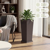 Devoko Tall Planters for Outdoor Plants Set of 2, Woven-Textured Outdoor Plant Pots for Patio, Front Porch