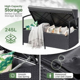 Vineego Outdoor rattan love seat Patio Furniture Loveseat with Base Storage Rattan Sofa,Black & Gray