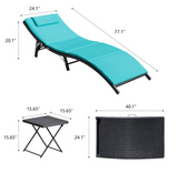 Vineego 3 Pieces Patio Outdoor Chaise Lounge Chair Clearance Outdoor Furniture Set PE Rattan Adjustable Folding Pool Lounge Chair