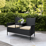 Devoko Patio Furniture Rattan Set with Cushions & Built-in Coffee Table Porch