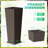 Vineego 24" Tall Planters for Outdoor Plants Set of 2, Woven-Textured Outdoor Plant Pots for Patio, Front Porch