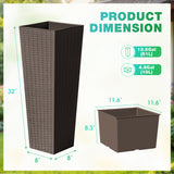 Devoko 24" Tall Planters for Outdoor Plants Set of 2, Woven-Textured Outdoor Plant Pots for Patio, Front Porch