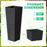 Devoko 24" Tall Planters for Outdoor Plants Set of 2, Woven-Textured Outdoor Plant Pots for Patio, Front Porch