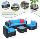 Devoko 6 Pieces Outdoor Sectional Sofa, U Shape Wicker Patio Seating Sets