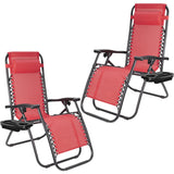 Vineego 2 Pack Patio Zero Gravity Chair Outdoor Lounge Chaise Folding Steel Chair 2 Capacity- Black