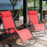 Vineego 2 Pack Patio Zero Gravity Chair Outdoor Lounge Chaise Folding Steel Chair 2 Capacity- Black