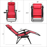 Vineego 2 Pack Patio Zero Gravity Chair Outdoor Lounge Chaise Folding Steel Chair 2 Capacity- Black