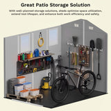 Devoko 6x8 FT Resin Outdoor Storage Shed with Floor, Outside Large Sheds Plastic Waterproof Tool Storage Shed with Window and with Lockable Door for Garden, Backyard, Patio, Lawn, Light Gray
