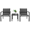 Devoko 3 Pieces Modern Outdoor Conversation Patio Furniture Sets Textilene Bistro, with Glassed Table Steel Frame, Black