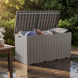 Devoko 99 Gallon Deck Box, Outdoor Storage Container with Lockable Lid, Waterproof Resin Storage Bin for Patio Cushions, Garden Tools & Pool Supplies