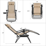 Vineego 2 Pack Patio Zero Gravity Chair Outdoor Lounge Chaise Folding Steel Chair 2 Capacity- Black