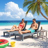 Vineego Set of 2 Patio Outdoor Chaise Lounge Chair Recliner with Adjustable Backrest, Light Taupe