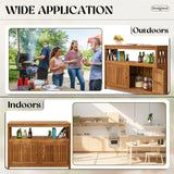 Devoko Sideboard Cabinet Weatherproof Acacia Wood Cabinet with Double Door Used for indoor Outdoor Storage, Kitchen, Buffet Cabinet,Brown