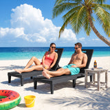 Vineego Set of 2 Patio Outdoor Chaise Lounge Chair Recliner with Adjustable Backrest, Light Taupe