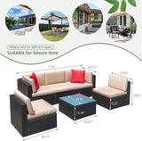 Devoko 6 Pieces Outdoor Sectional Sofa, U Shape Wicker Patio Seating Sets