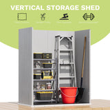 Devoko 5x3 FT Resin Outdoor Storage Cabinet, Plastic Shed with Floor Small Vertical Waterproof Tool Shed with Lockable Door for Garden Backyard Patio Lawn, Light Gray