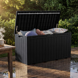 Devoko 99 Gallon Deck Box, Outdoor Storage Container with Lockable Lid, Waterproof Resin Storage Bin for Patio Cushions, Garden Tools & Pool Supplies