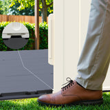 Devoko Plastic Outdoor Storage Shed with Floor, 8x6 FT Resin Tool Garden Shed with DIY Window and Lockable Door, Outside Kick-it Shed for Patio,Garden, Backyard, Lawn, Beige