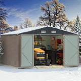 Devoko Patio Metal Storage Shed Outdoor Storage Shed with Lockable Door Tool Storage Shed for Backyard