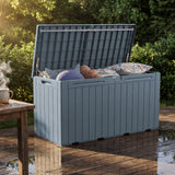 Devoko 99 Gallon Deck Box, Outdoor Storage Container with Lockable Lid, Waterproof Resin Storage Bin for Patio Cushions, Garden Tools & Pool Supplies