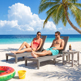 Vineego Set of 2 Patio Outdoor Chaise Lounge Chair Recliner with Adjustable Backrest, Light Taupe