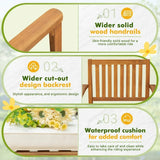 Devoko 5 PCS Acacia Wood Patio Furniture Set Square table and Chairs with Cushions for 4 People,Burlywood