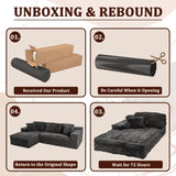 Vineego 110" L Shaped Modular Sectional Sofa 3 Seat Cloud Sectional Couch with Deep Seat Upholstered Boneless Couches for Living Room
