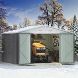 Devoko Patio Metal Storage Shed Outdoor Storage Shed with Lockable Door Tool Storage Shed for Backyard