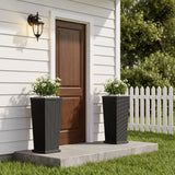 Devoko Tall Planters for Outdoor Plants Set of 2, Woven-Textured Outdoor Plant Pots for Patio, Front Porch