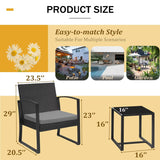 Devoko 3 Pieces Outdoor Plastic Bistro Set Patio Conversation Set with Cushion and Table, Black