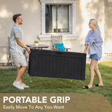 Devoko 120 Gallon Deck Box Resin Outdoor Storage Box Waterproof for Patio (Black)