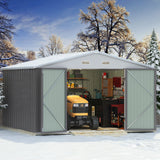 Devoko Patio Metal Storage Shed Outdoor Storage Shed with Lockable Door Tool Storage Shed for Backyard