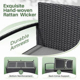 Vineego Outdoor rattan love seat Patio Furniture Loveseat with Base Storage Rattan Sofa,Black & Gray