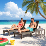 Vineego Set of 2 Patio Outdoor Chaise Lounge Chair Recliner with Adjustable Backrest, Light Taupe