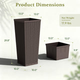 Devoko Tall Planters for Outdoor Plants Set of 2, Woven-Textured Outdoor Plant Pots for Patio, Front Porch