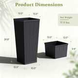 Devoko Tall Planters for Outdoor Plants Set of 2, Woven-Textured Outdoor Plant Pots for Patio, Front Porch