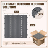 Devoko 44 Pack Interlocking Deck Tiles, 12x12 Inch Waterproof Plastic Patio Floor Tiles, Snap Lock Outdoor Flooring for Balcony Pool Garden, Gray