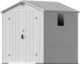 Devoko Plastic Outdoor Storage Shed - Lockable Resin Tool Shed with Window & Floor - Easy Assembly for Garden, Backyard