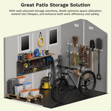 Devoko Plastic Outdoor Storage Shed - Lockable Resin Tool Shed with Window & Floor - Easy Assembly for Garden, Backyard